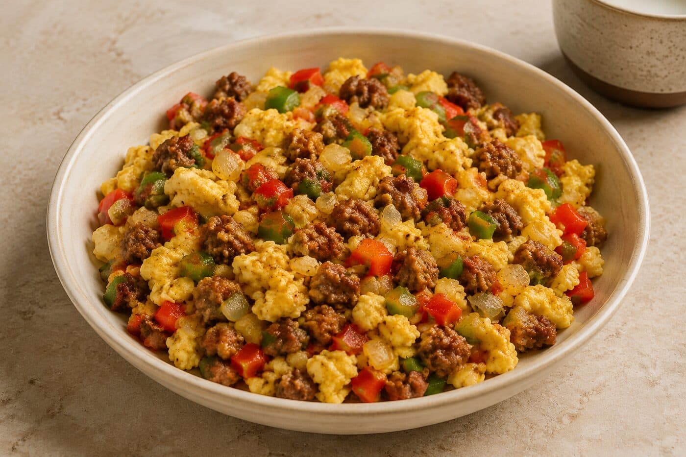 Pepper, Onion & Turkey Sausage Scramble