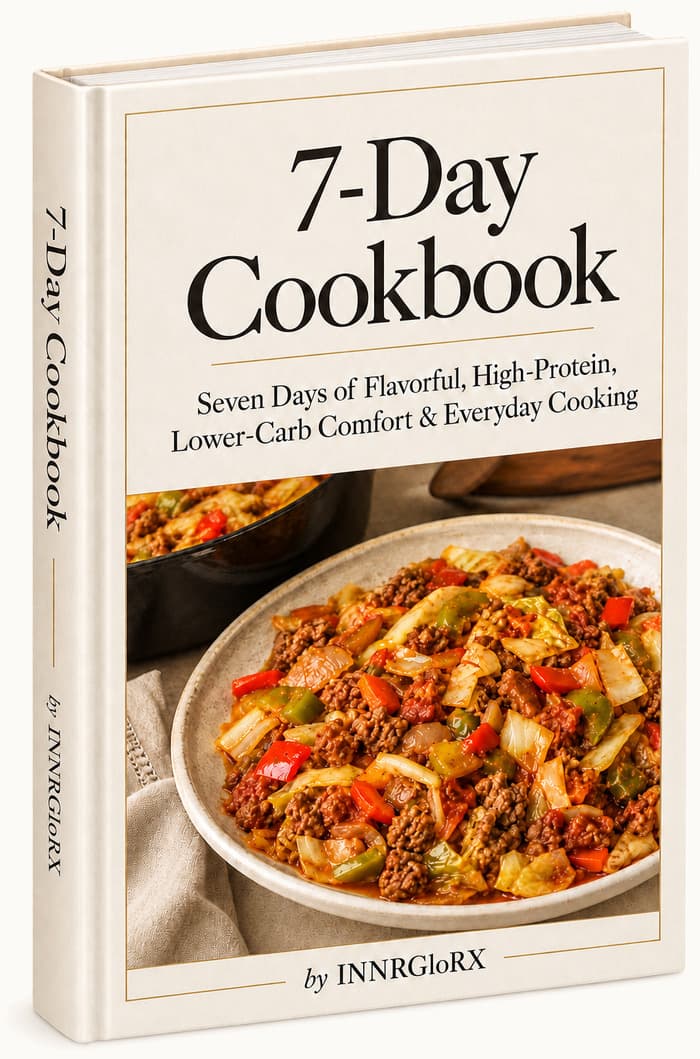 The INNRxGlō 7-Day Cookbook: Seven Days of Flavorful, High-Protein, Lower-Carb Comfort & Everyday Cooking